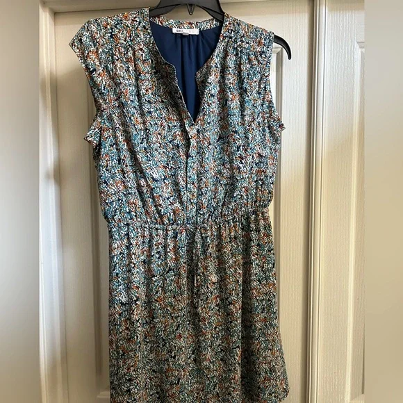 open lace back dress Real Love Blue/Orange Floral Midi Dress – Shop the Mint main image 0